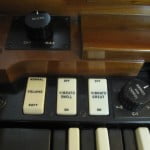 Hammond A-102 Volume and vibrato switches, reverb and vibrate / chorus fluted knobs